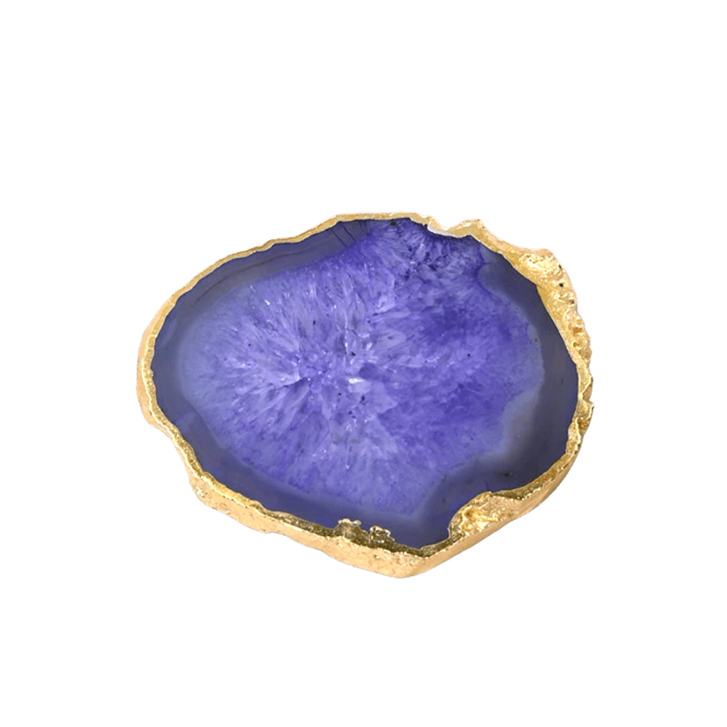 Gold Plated Agate Coaster Set Purple Gold Plated