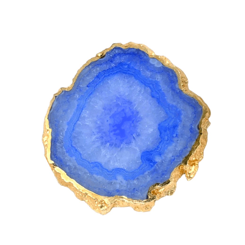 Gold Plated Agate Coaster Set Blue