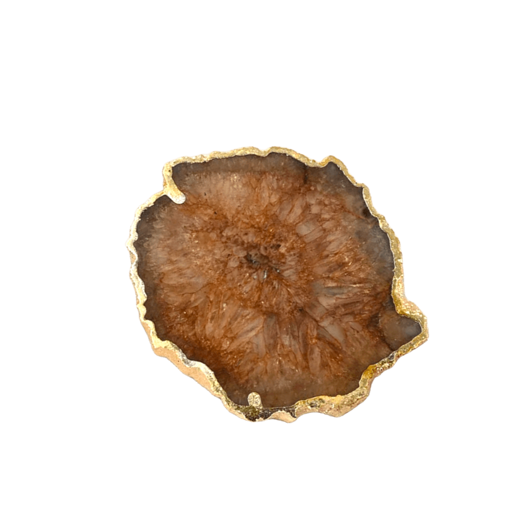 Gold Plated Agate Coaster Set Brown