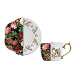 Gold Plated Retro Tigers and Rose Mug and Plate Set Default Title