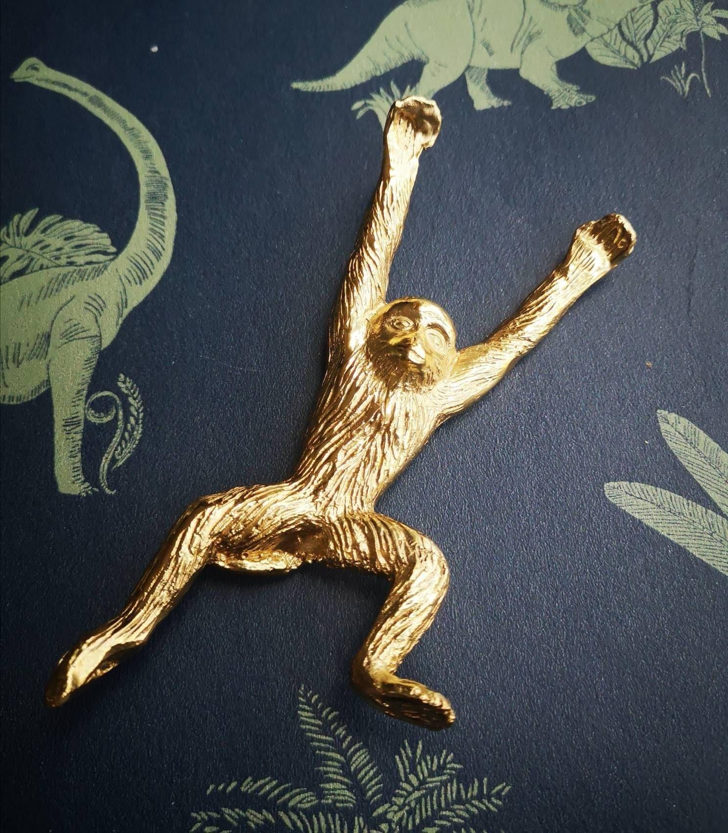 Gold Quirky Monkey Cabinet Drawer Knob Tall