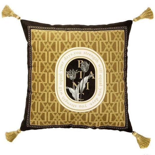 Gold Series Floral Vintage Velvet Pillow Cases With Tassel - MAIA HOMES