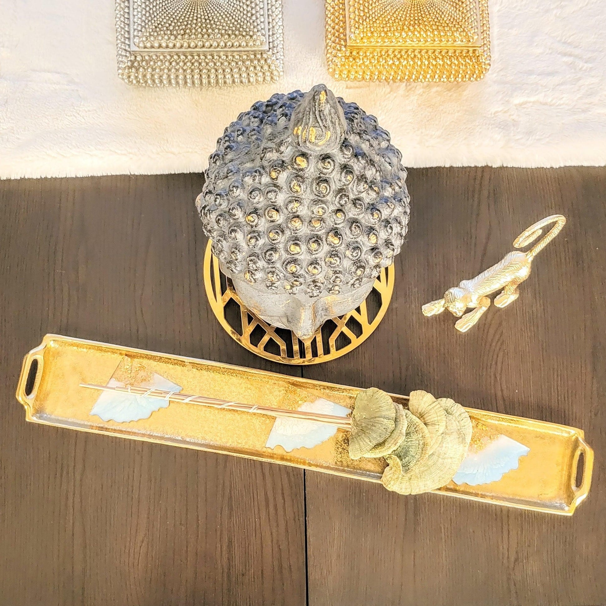 Gold Skinny Decorative Metal Tray - MAIA HOMES