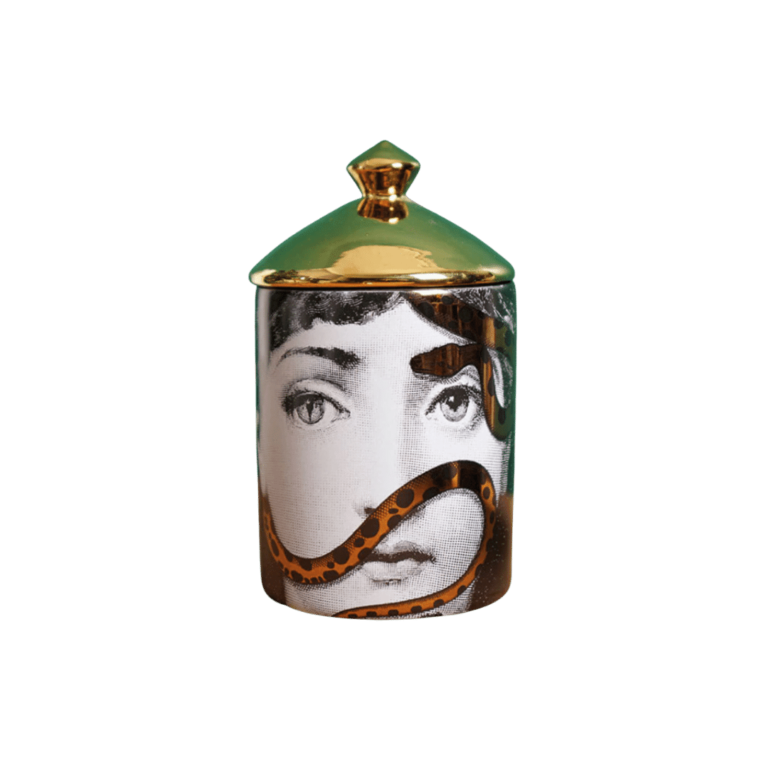 Gold Snake Lina Cavalieri Ceramic Aromatherapy Candle Jar with Lid