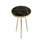 Gold Sparkle Infused Black Agate Round Accent Table