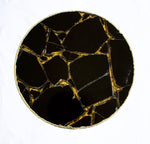 Gold Sparkle Infused Black Agate Round Accent Table