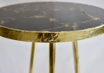 Gold Sparkle Infused Black Agate Round Accent Table