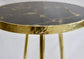 Gold Sparkle Infused Black Agate Round Accent Table - MAIA HOMES