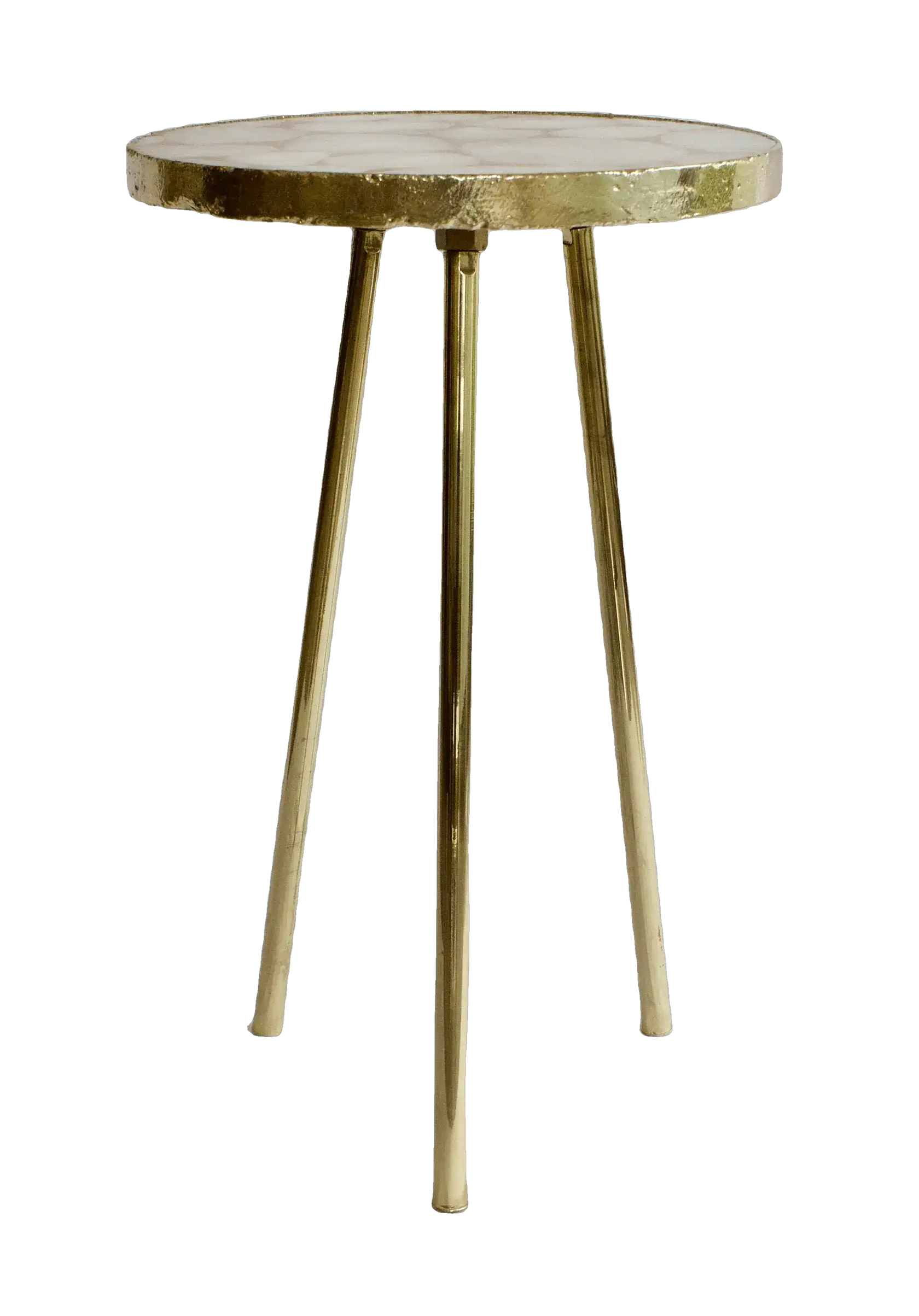 Gold Sparkle Infused White Agate Round Coffee Side Table MAIA HOMES