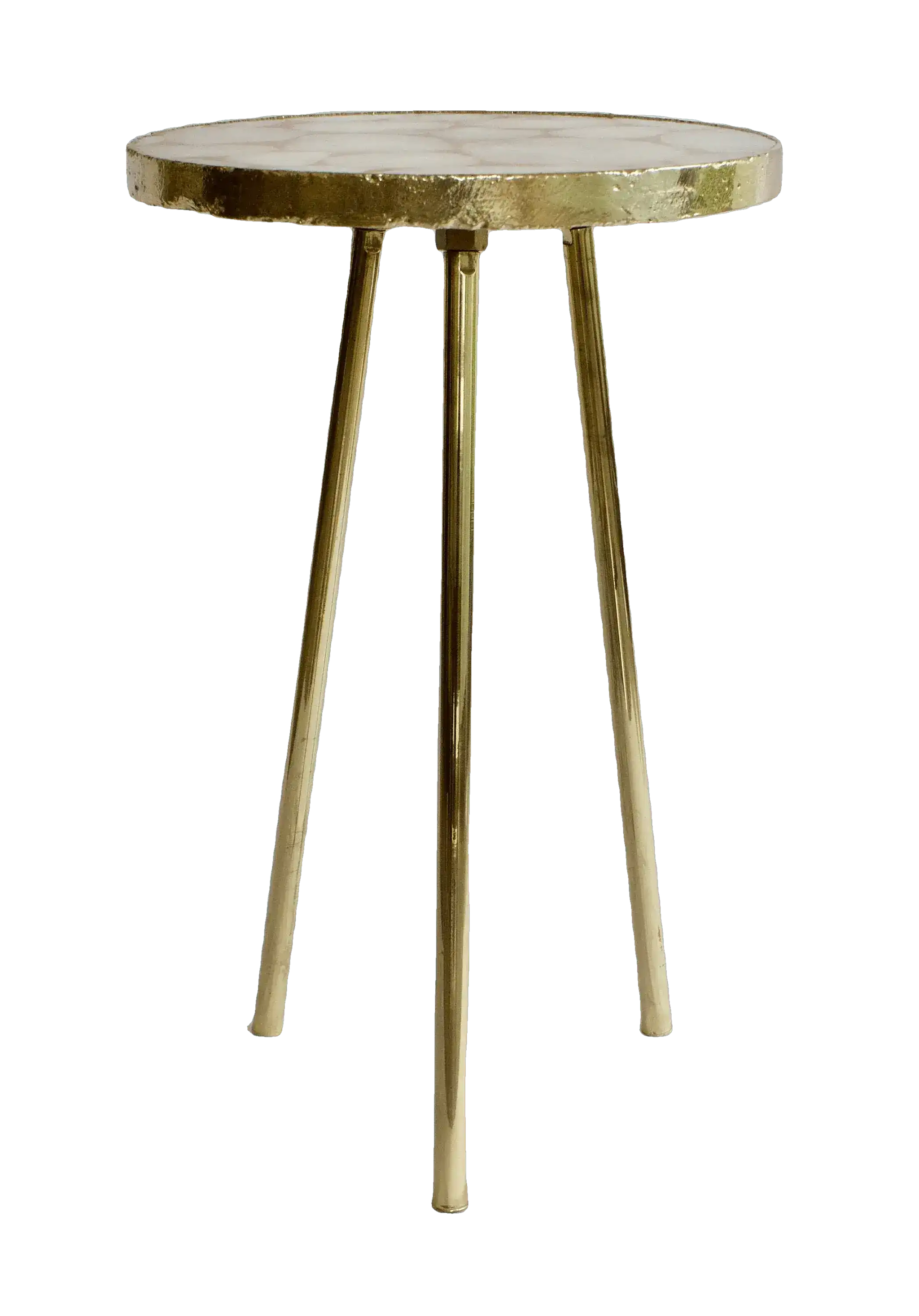 Gold Sparkle Infused White Agate Round Coffee Side Table MAIA HOMES