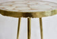 Gold Sparkle Infused White Agate Round Coffee Side Table - MAIA HOMES