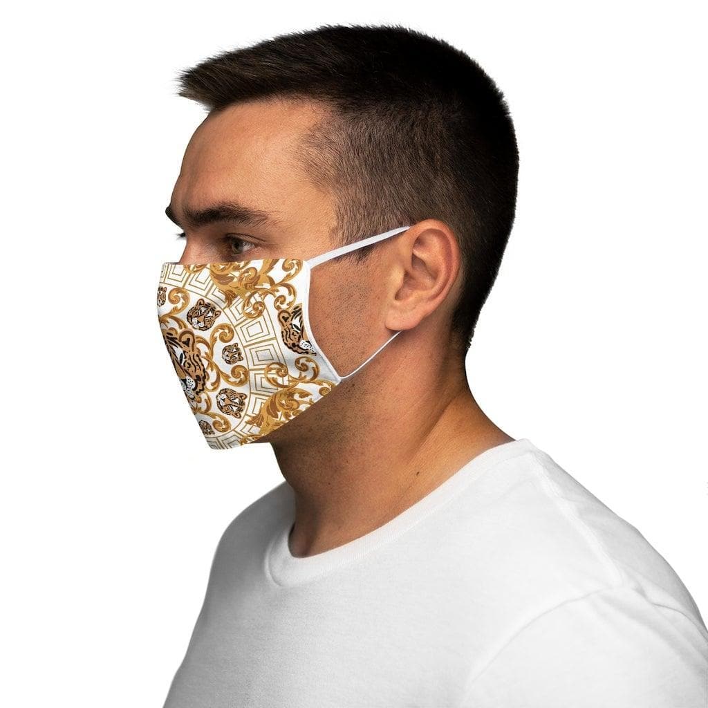 Gold Tiger Face Snug-Fit Polyester Face Mask