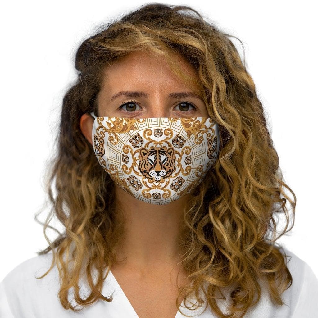 Gold Tiger Face Snug-Fit Polyester Face Mask