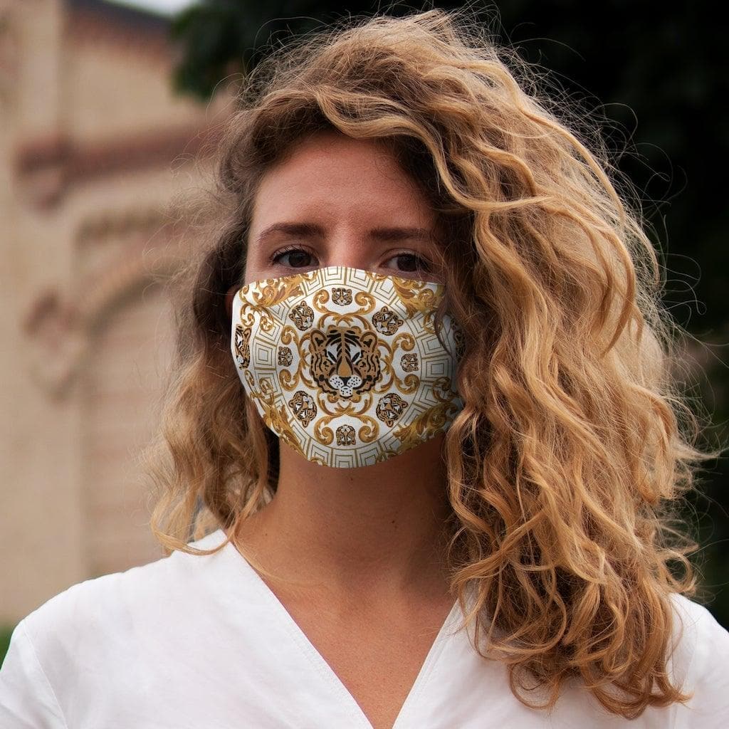 Gold Tiger Face Snug-Fit Polyester Face Mask