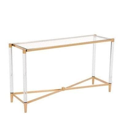 Gold Trim Acrylic Rectangular Console Table - MAIA HOMES