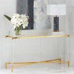 Gold Trim Acrylic Rectangular Console Table