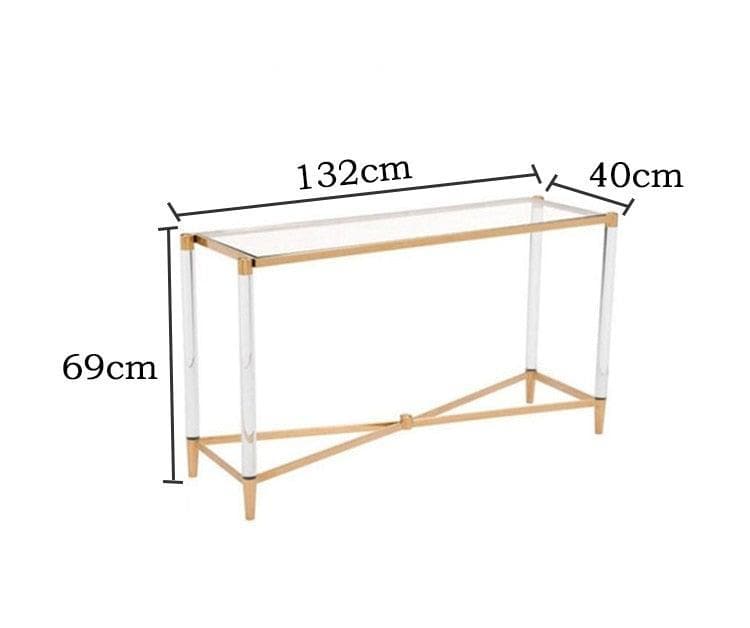 Gold Trim Acrylic Rectangular Console Table