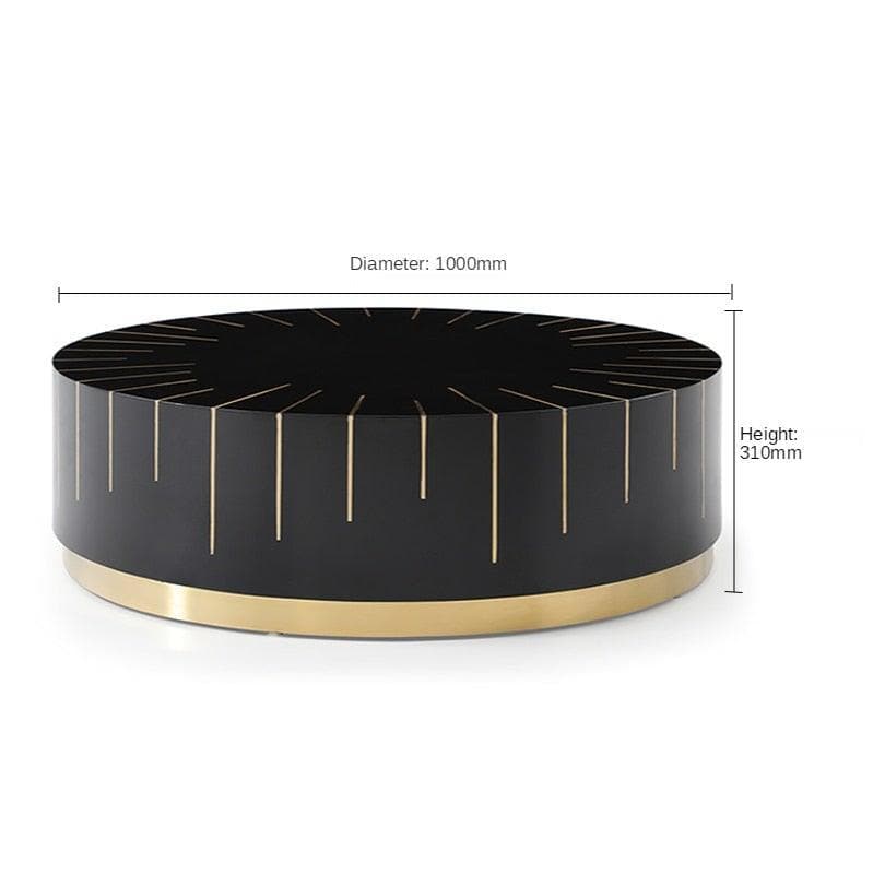 Gold Trim Black Round Coffee Table