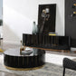 Gold Trim Black Round Coffee Table - MAIA HOMES
