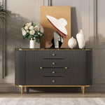 Gold Trim Pleated Cabinet Black