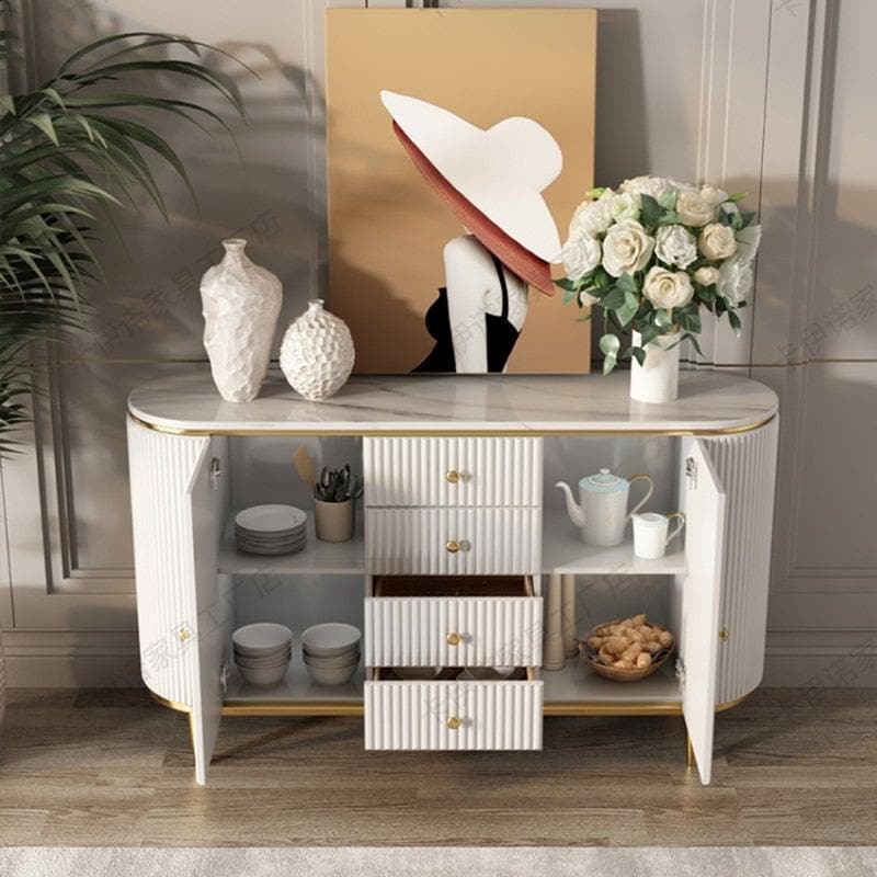 Gold Trim Pleated Cabinet