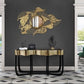 Gold Trim Wooden Irregular Console with Black Metal Legs - MAIA HOMES