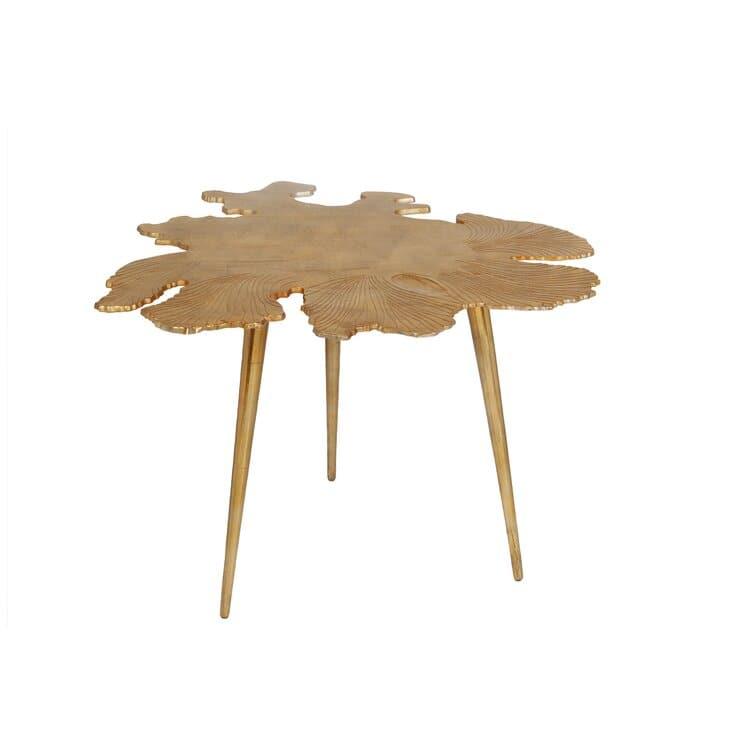 Golden Abstract Leaf Accent End Table