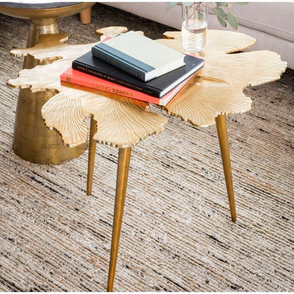 Golden Abstract Leaf Accent End Table Default Title