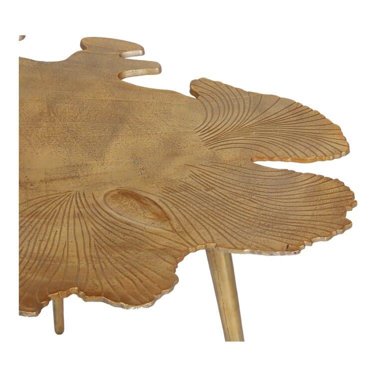 Golden Abstract Leaf Accent End Table - MAIA HOMES