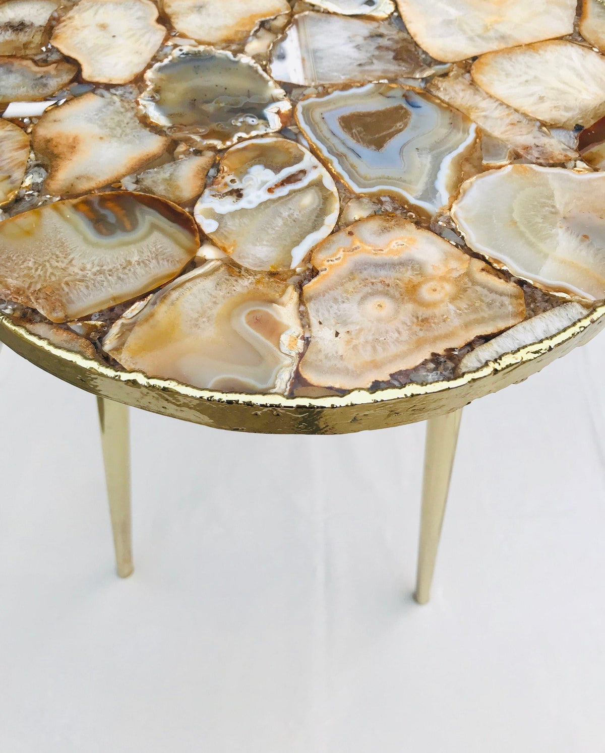 Golden Agate Round Edge Side Coffee Table