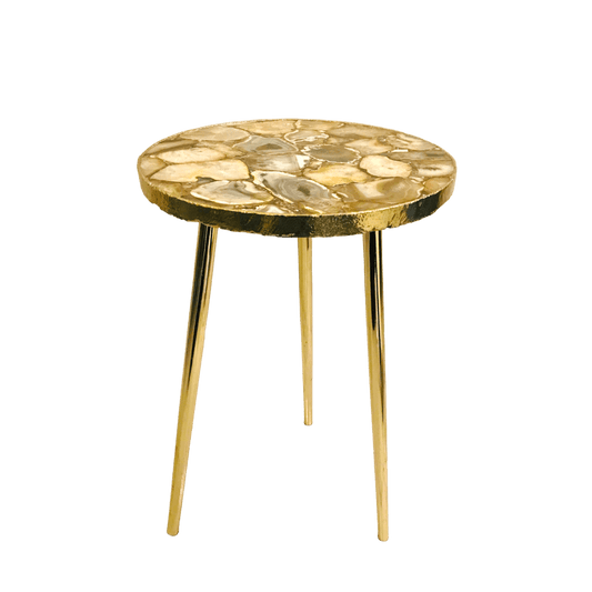 Golden Agate Round Edge Side Coffee Table - MAIA HOMES