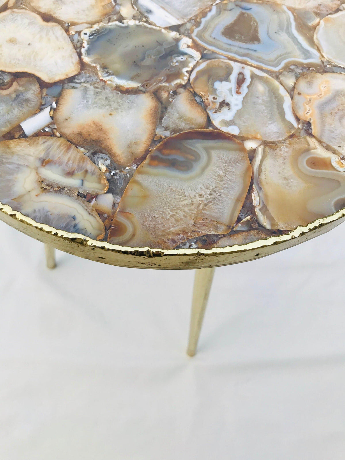 Golden Agate Round Edge Side Coffee Table