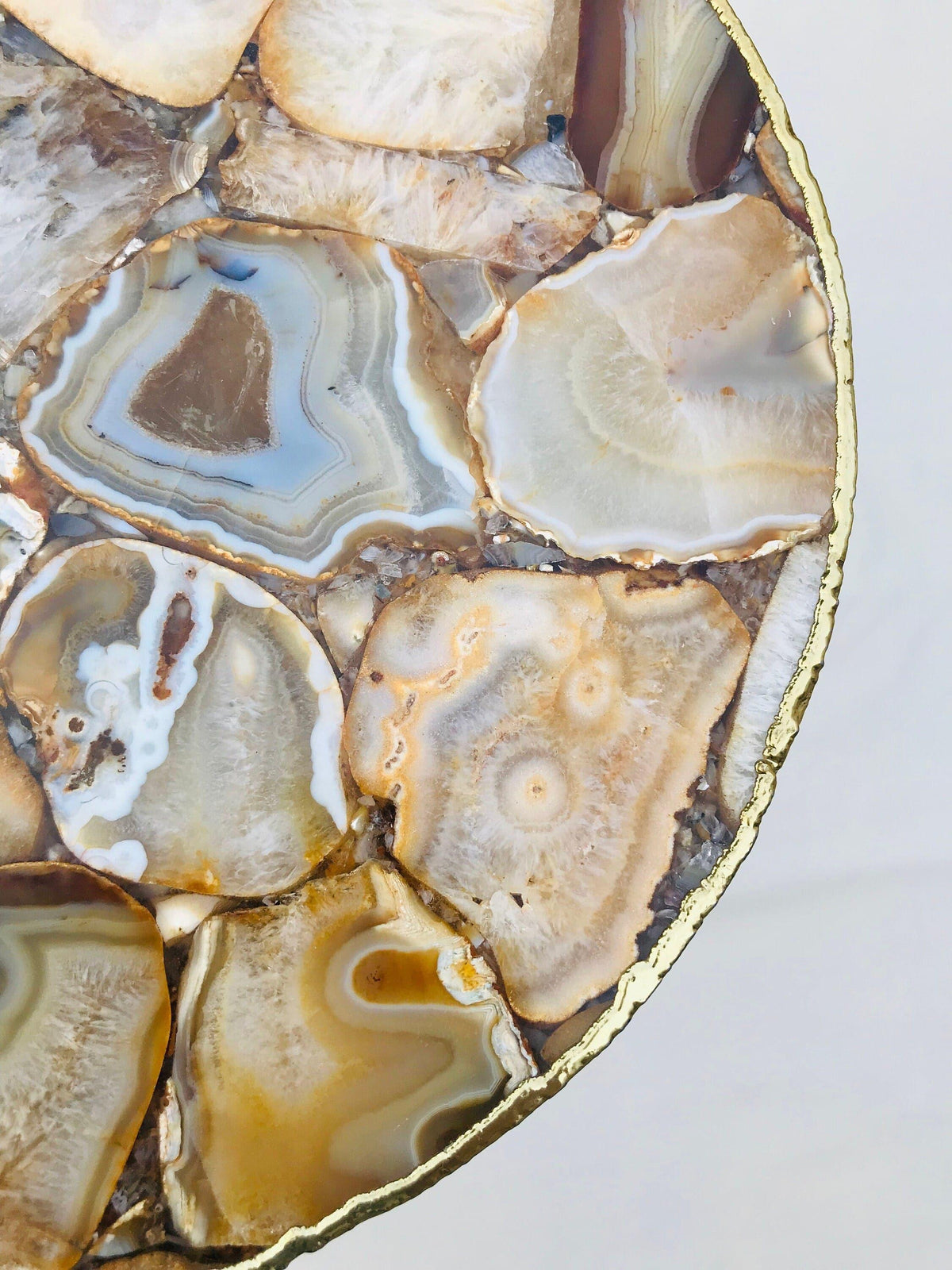 Golden Agate Round Edge Side Coffee Table