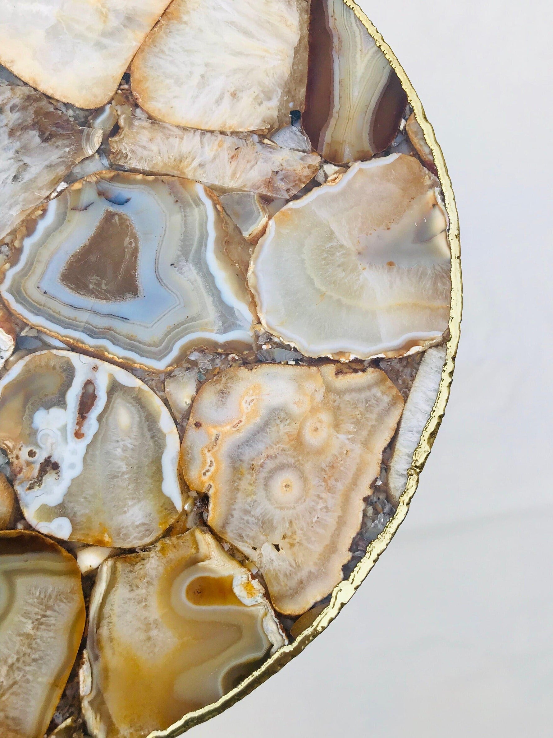 Golden Agate Round Edge Side Coffee Table