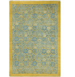 Golden and Blue Pak Khmer Hand Spun Wool Hand Knotted Area Rug