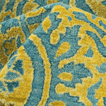 Golden and Blue Pak Khmer Hand Spun Wool Hand Knotted Area Rug