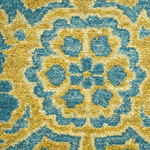 Golden and Blue Pak Khmer Hand Spun Wool Hand Knotted Area Rug