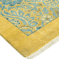 Golden and Blue Pak Khmer Hand Spun Wool Hand Knotted Area Rug - MAIA HOMES