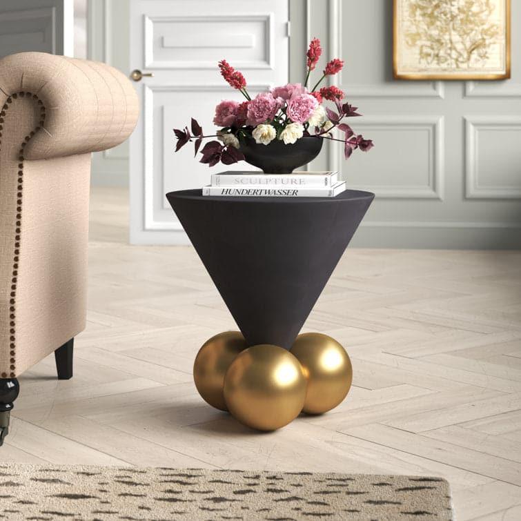 Golden Balls Black End Table