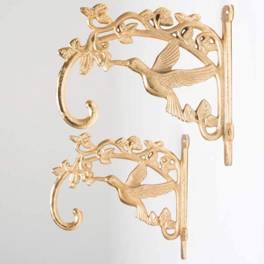 Golden Birds Plant Wall Hangers - Set of 2