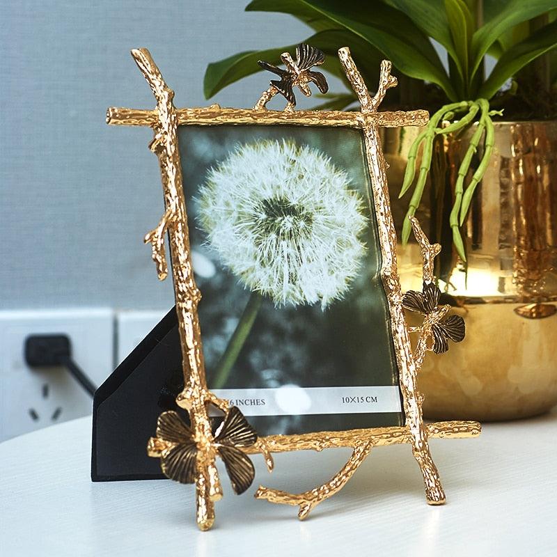 Golden Brass Butterfly Photo Frame