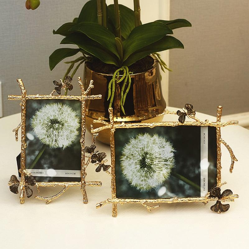 Golden Brass Butterfly Photo Frame