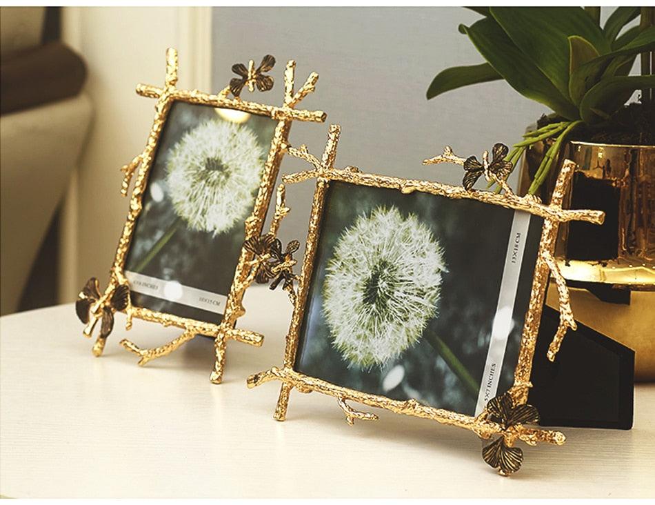 Golden Brass Butterfly Photo Frame