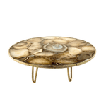 Golden Brown Agate Cake Stand with Brass Legs