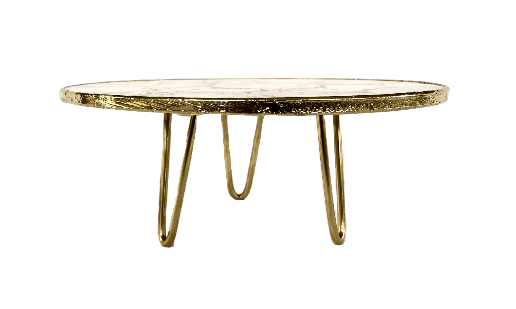 Golden Brown Agate Cake Stand with Brass Legs