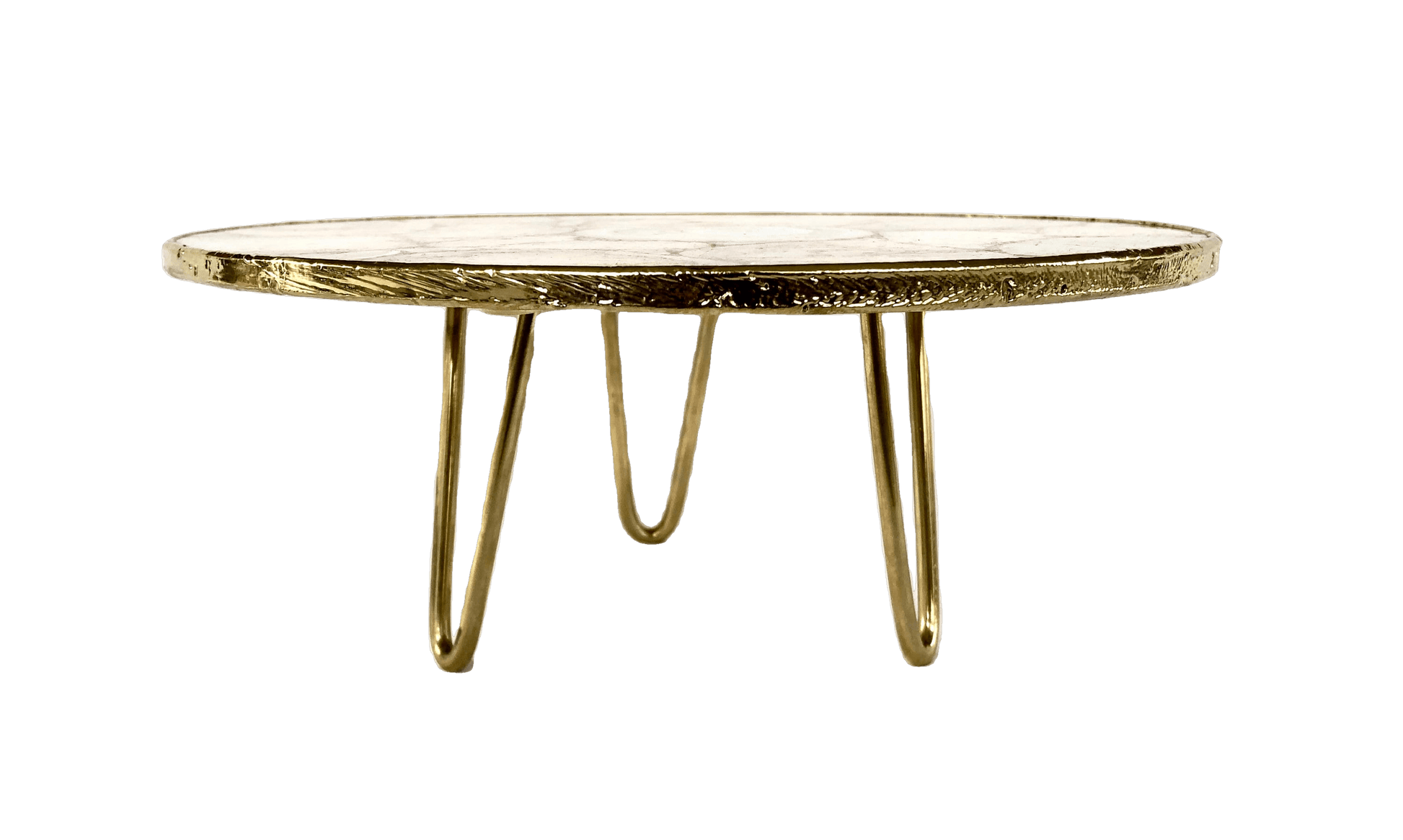 Golden Brown Agate Cake Stand with Brass Legs - MAIA HOMES