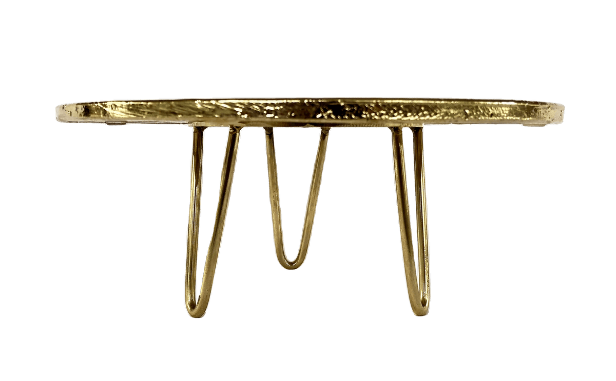 Golden Brown Agate Cake Stand with Brass Legs