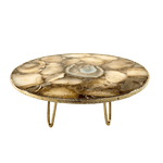 Golden Brown Agate Cake Stand with Brass Legs