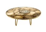 Golden Brown Agate Cake Stand with Brass Legs Rose Gold