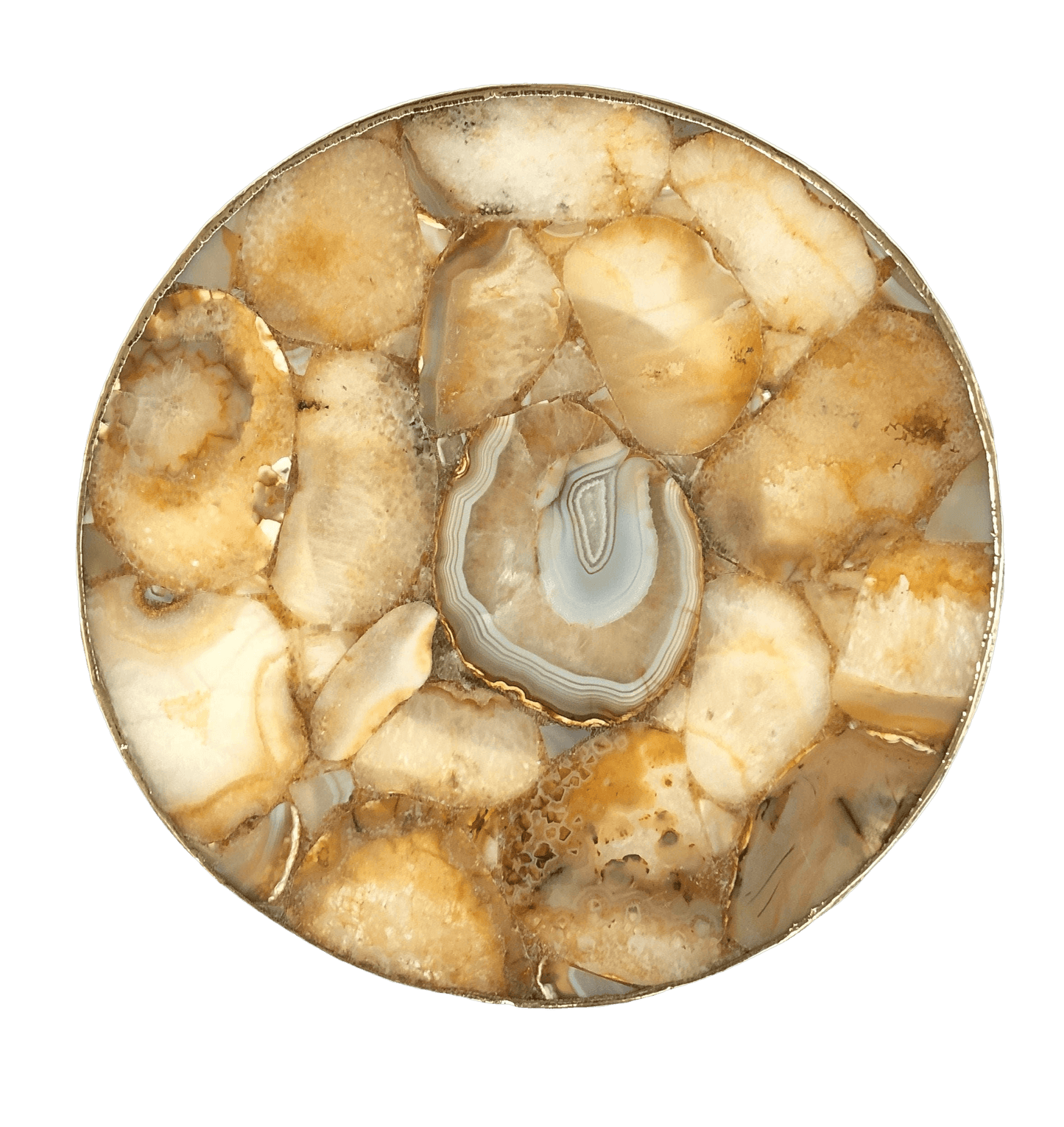 Golden Brown Agate Countertop Lazy Susan Centerpiece - MAIA HOMES